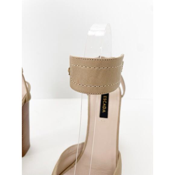 Escada platform nude sandal with gold details vintage 90s Y2K - Picture 4 of 13
